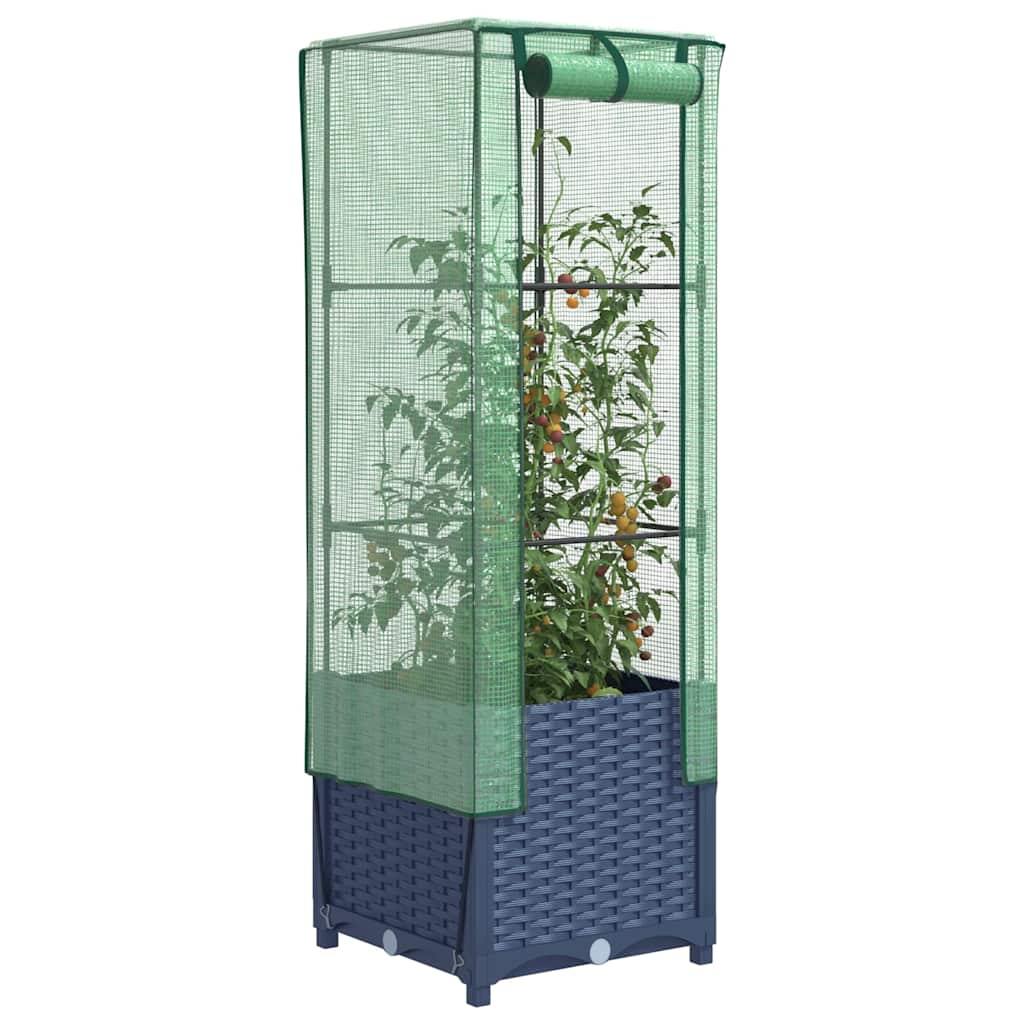Letto Rialzato con Copertura Serra Effetto Rattan 40x40x139 cm