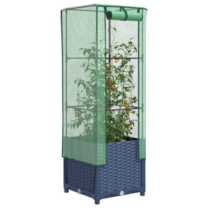 Letto Rialzato con Copertura Serra Effetto Rattan 40x40x139 cm