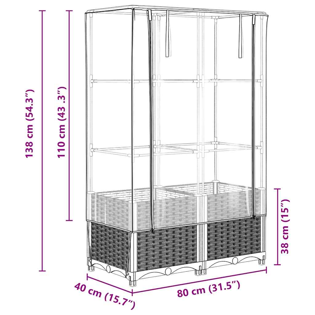 Letto Rialzato con Copertura Serra Effetto Rattan 80x40x138 cm - homemem39