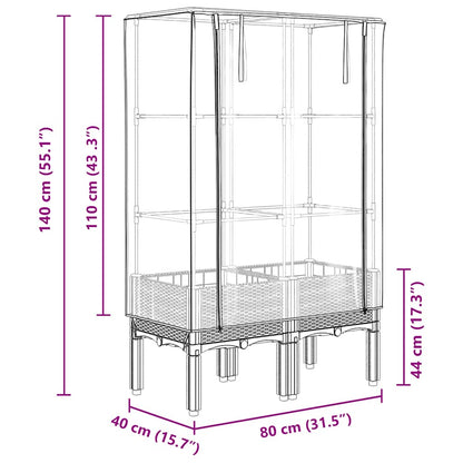 Letto Rialzato con Copertura Serra Effetto Rattan 80x40x140 cm