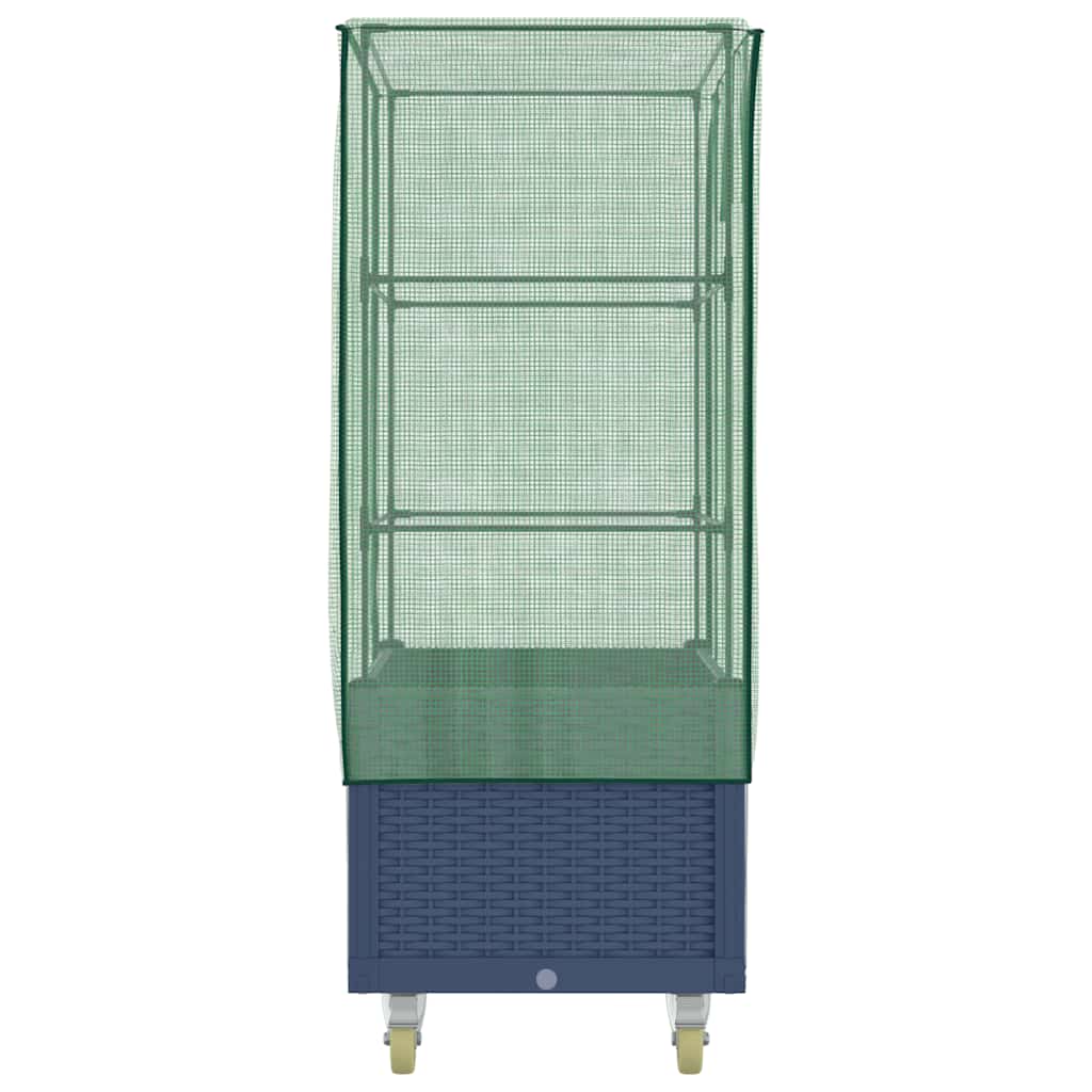 Letto Rialzato con Copertura e Ruote Effetto Rattan 80x50x182cm