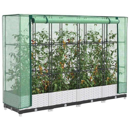 Letto Rialzato con Copertura Serra Effetto Rattan 160x40x123 cm