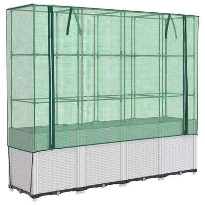 Letto Rialzato con Copertura Serra Effetto Rattan 160x40x153 cm