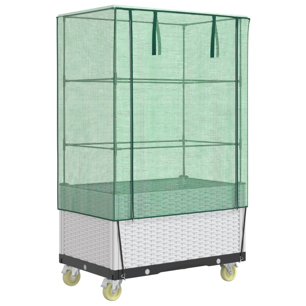 Letto Rialzato con Copertura e Ruote Effetto Rattan 80x50x182cm | homemem39