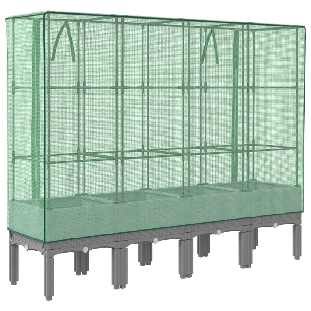 Letto Rialzato con Copertura Serra Effetto Rattan 160x40x140 cm