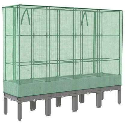 Letto Rialzato con Copertura Serra Effetto Rattan 160x40x140 cm