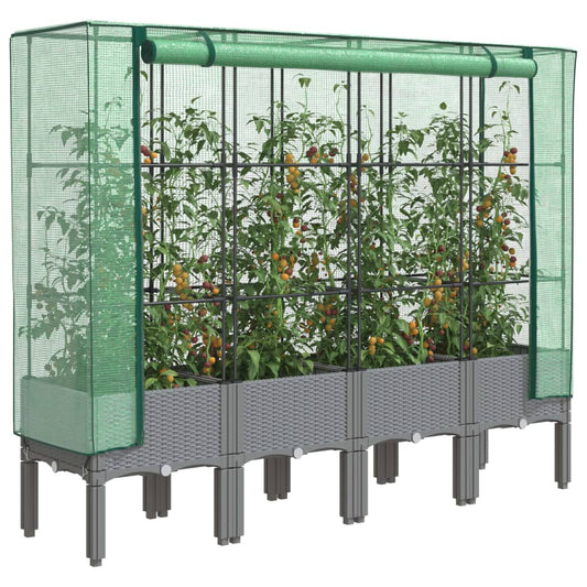 Letto Rialzato con Copertura Serra Effetto Rattan 160x40x140 cm