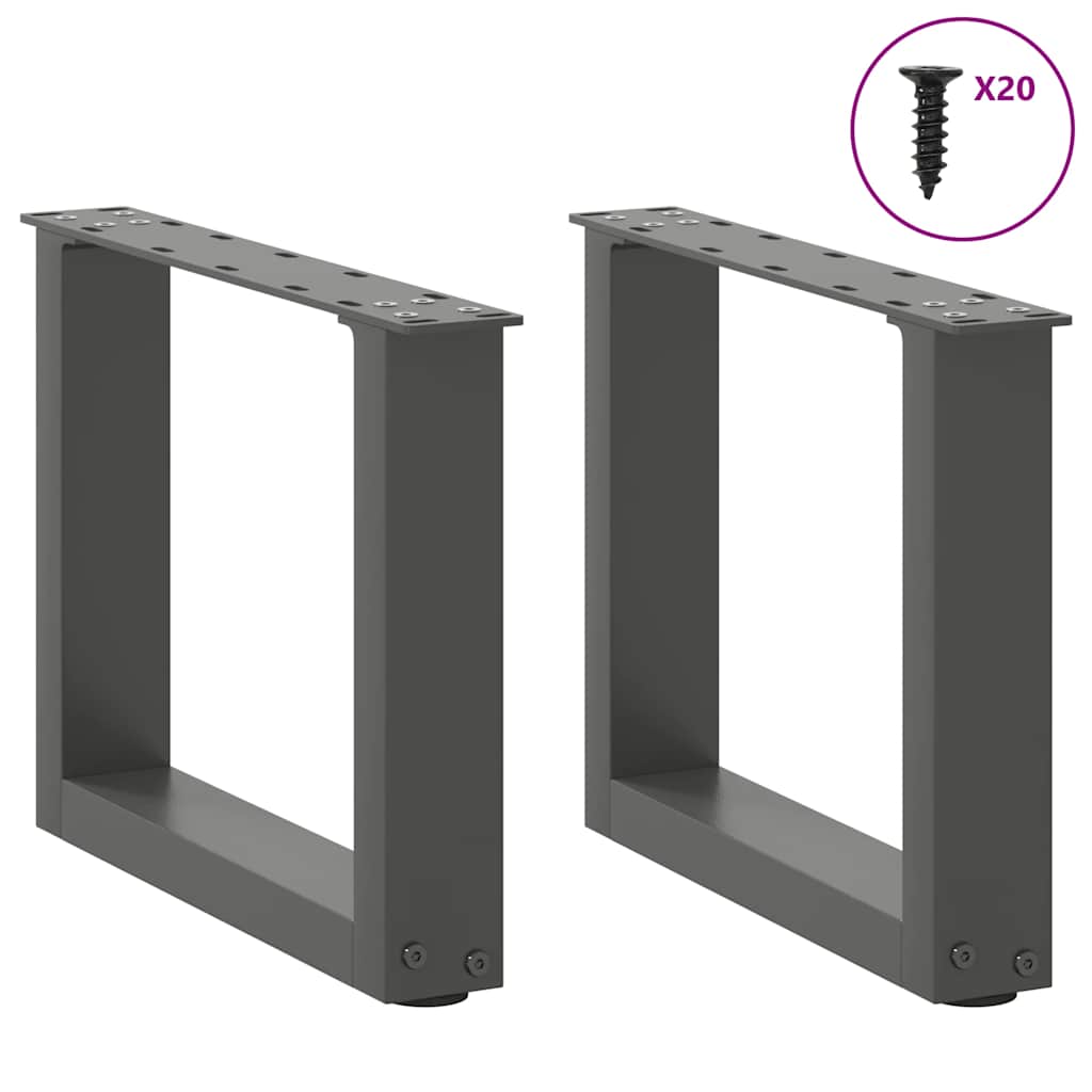 Gambe Tavolino Caffè a U 2 pz Antracite 40x(30-31)cm in Acciaio - homemem39