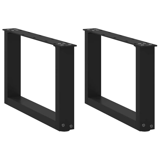 Gambe Tavolino da Caffè a U 2 pz Nero 50x(30-31) cm in Acciaio - homemem39