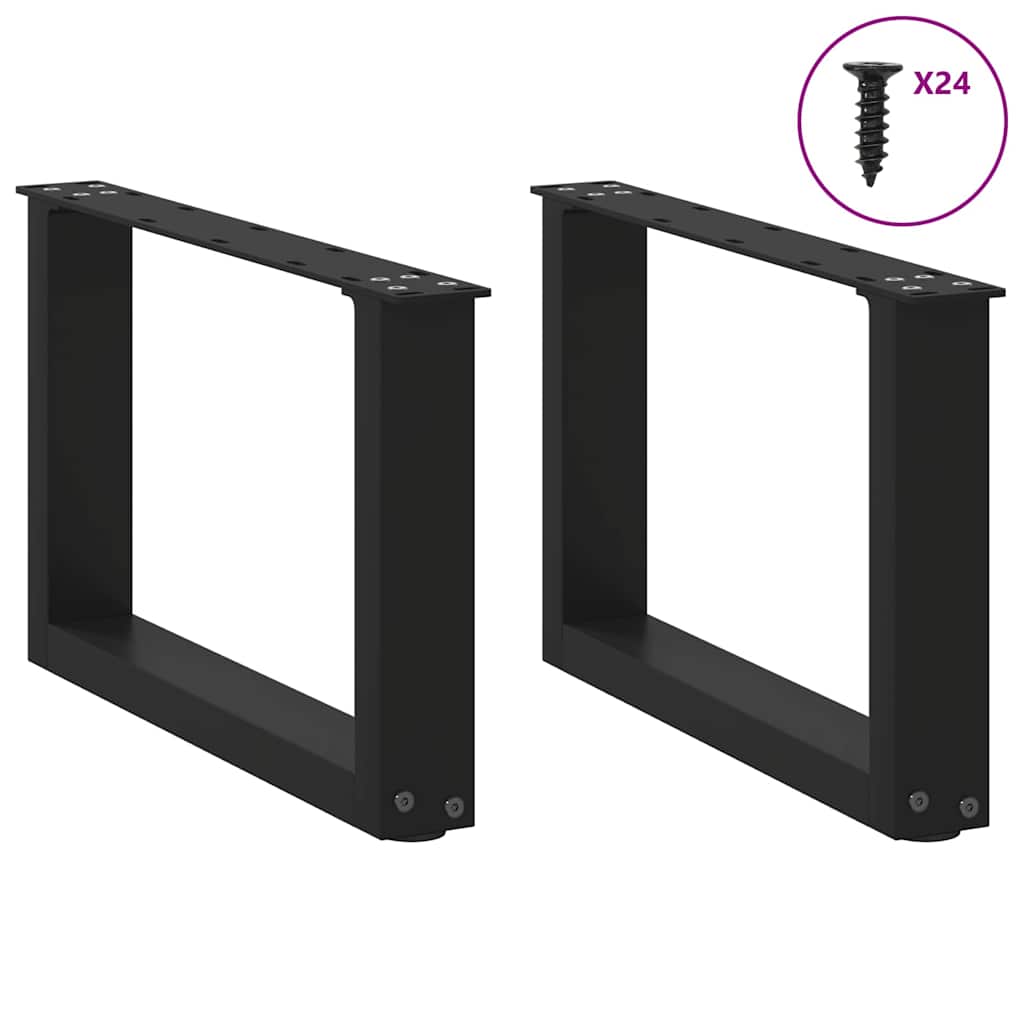 Gambe per Tavolino da Caffè a Forma di U 2 pz Nere 50x(30-31)cm