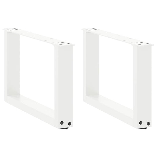 Gambe Tavolino da Caffè a U 2 pz Bianco 50x(30-31)cm in Acciaio