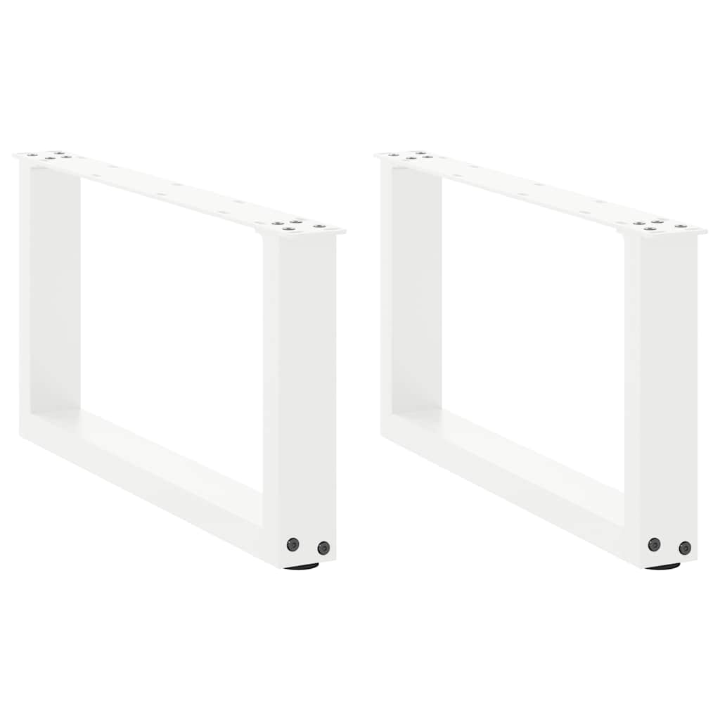 Gambe Tavolino da Caffè a U 2 pz Bianco 60x(30-31)cm in Acciaio - homemem39