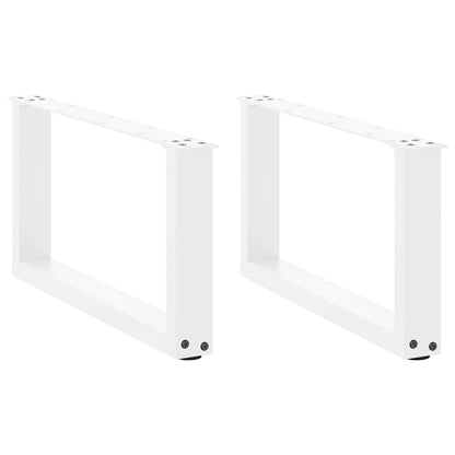 Gambe Tavolino da Caffè a U 2 pz Bianco 60x(30-31)cm in Acciaio - homemem39