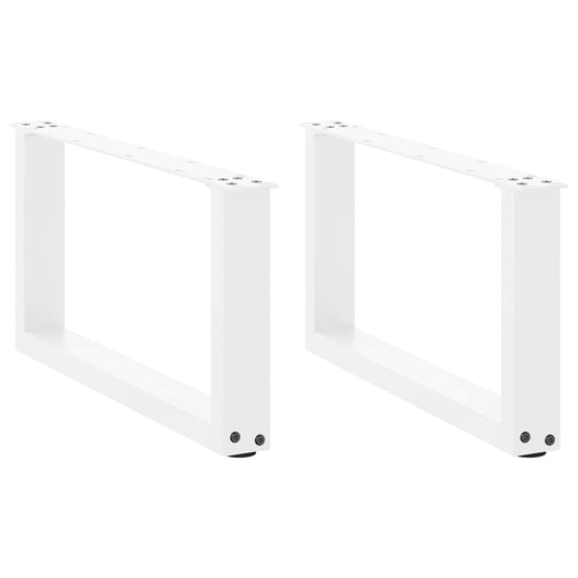 Gambe Tavolino da Caffè a U 2 pz Bianco 60x(30-31)cm in Acciaio - homemem39