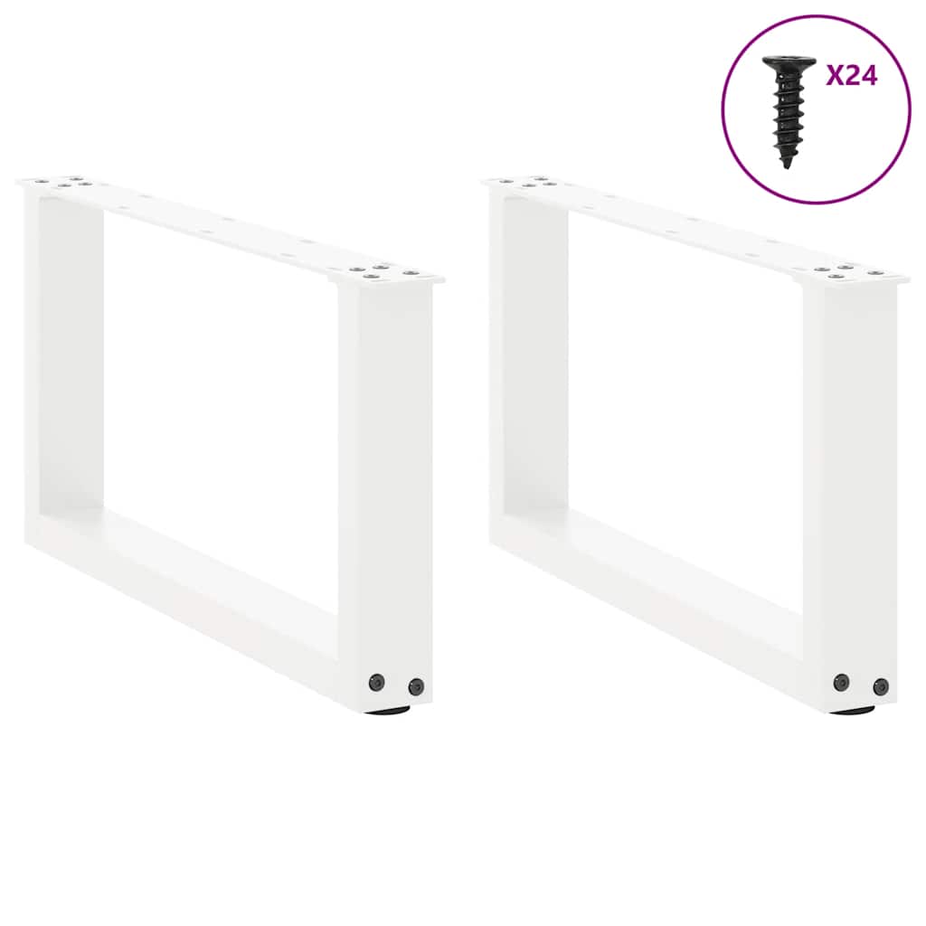 Gambe Tavolino da Caffè a U 2 pz Bianco 60x(30-31)cm in Acciaio - homemem39