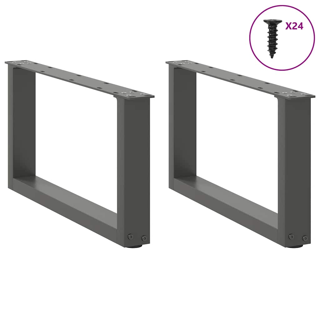 Gambe per Tavolino da Caffè forma U 2 pz Antracite 60x(30-31)cm