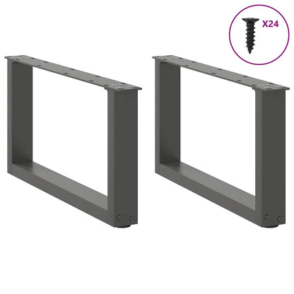 Gambe per Tavolino da Caffè forma U 2 pz Antracite 60x(30-31)cm
