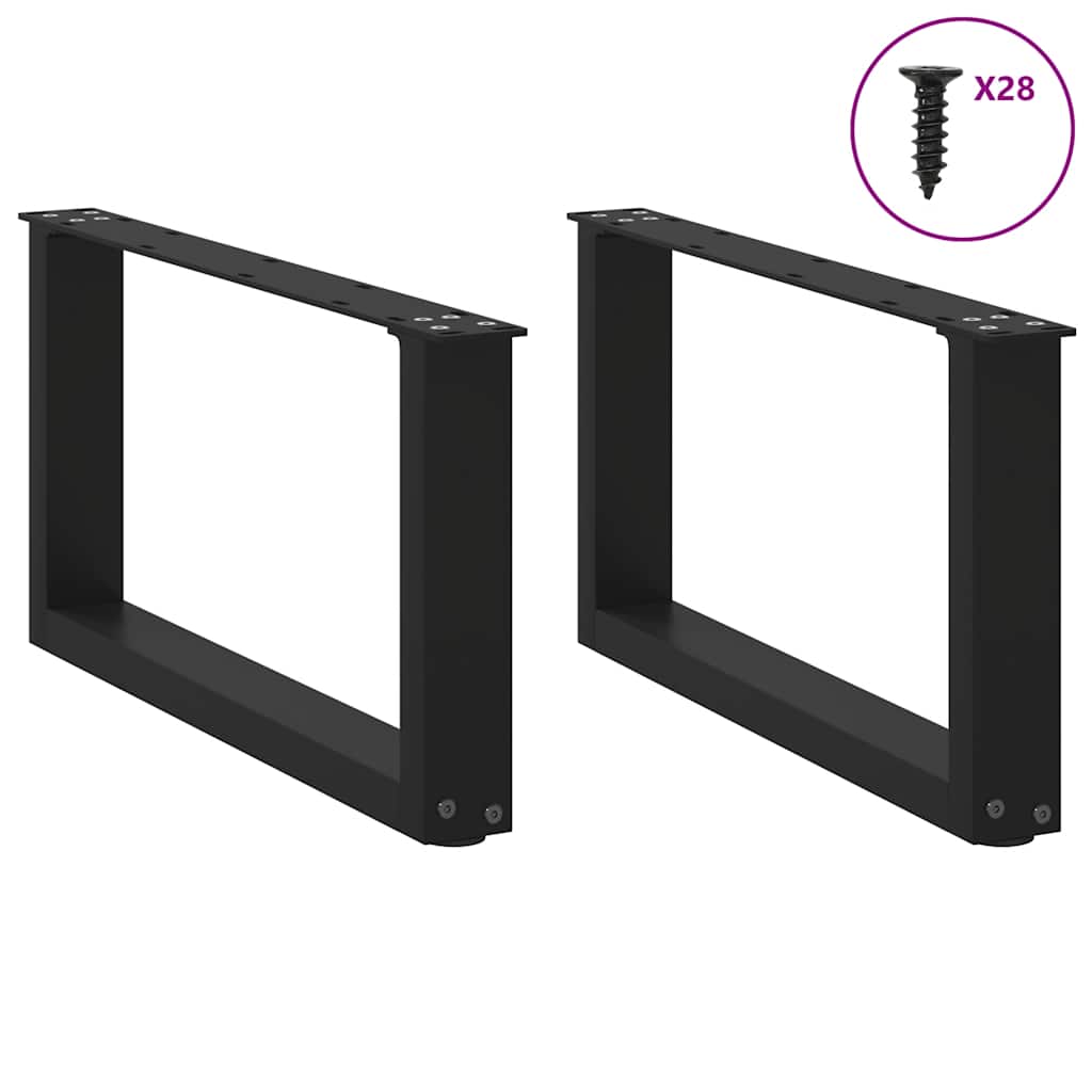 Gambe per Tavolino da Caffè a Forma di U 2 pz Nere 70x(30-31)cm
