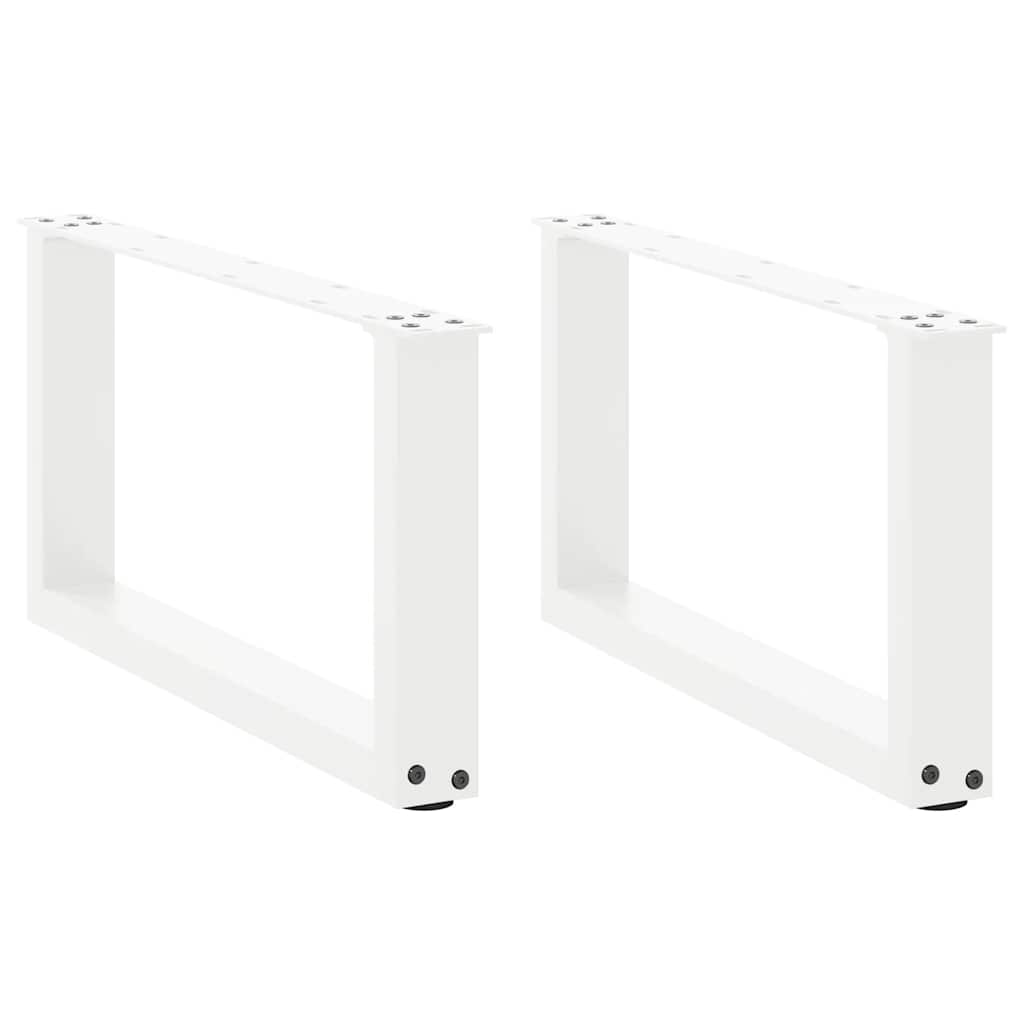 Gambe Tavolino da Caffè a U 2 pz Bianco 70x(30-31)cm in Acciaio - homemem39