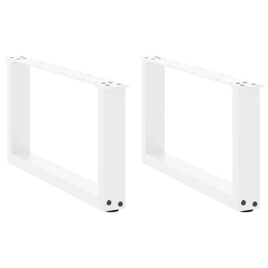 Gambe Tavolino da Caffè a U 2 pz Bianco 70x(30-31)cm in Acciaio - homemem39