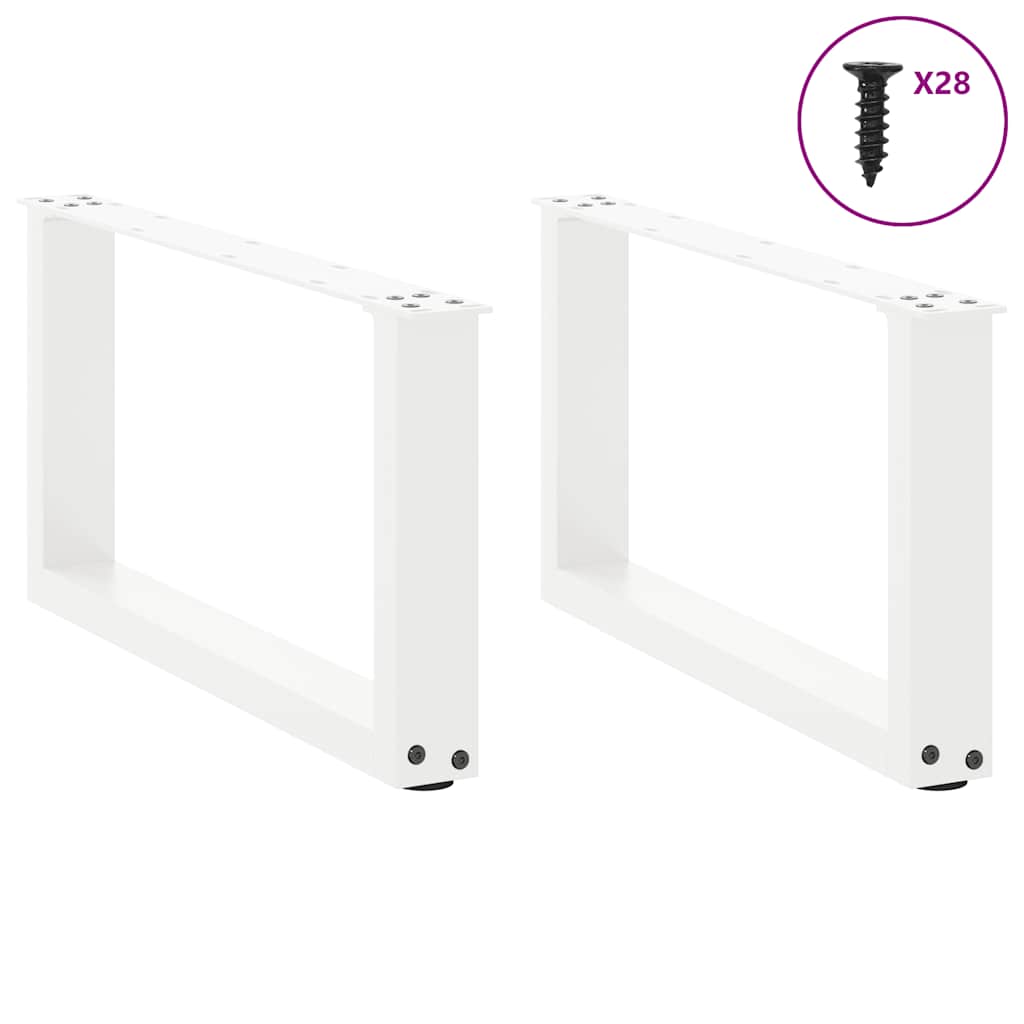 Gambe Tavolino da Caffè a U 2 pz Bianco 70x(30-31)cm in Acciaio - homemem39