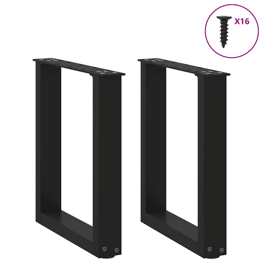 Gambe per Tavolino da Caffè a Forma di U 2 pz Nere 28x(42-43)cm