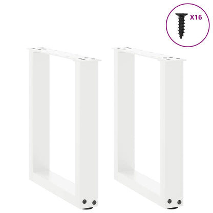 Gambe Tavolino Caffè a U 2 pz Bianco 28x(42-43) cm Acciaio