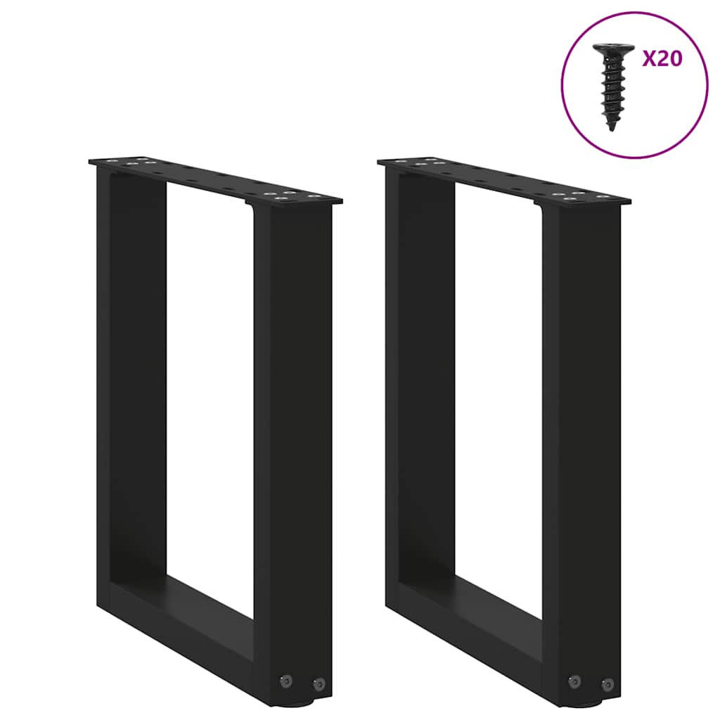 Gambe per Tavolino da Caffè a Forma di U 2 pz Nere 38x(42-43)cm