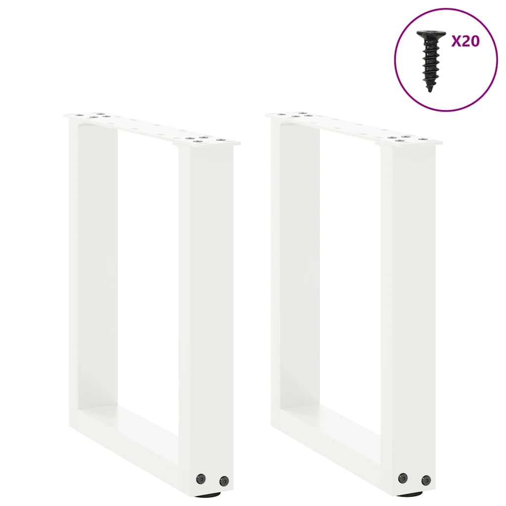 Gambe Tavolino Caffè a U 2 pz Bianco 38x(42-43) cm Acciaio - homemem39