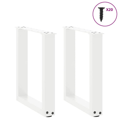 Gambe Tavolino Caffè a U 2 pz Bianco 38x(42-43) cm Acciaio - homemem39