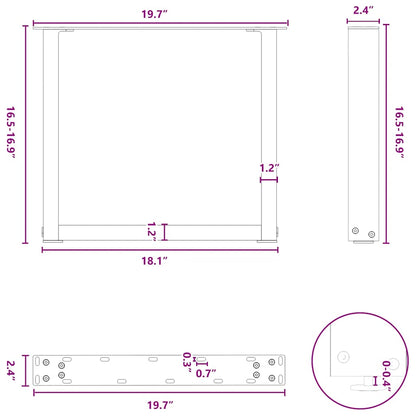 Gambe per Tavolino da Caffè a Forma di U 2 pz Nere 50x(42-43)cm