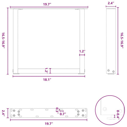 Gambe Tavolino Caffè a U 2 pz Bianco 50x(42-43) cm Acciaio - homemem39