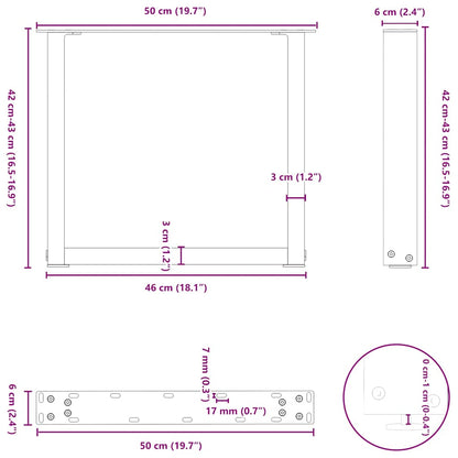 Gambe Tavolino Caffè a U 2 pz 50x(42-43) cm Acciaio - homemem39