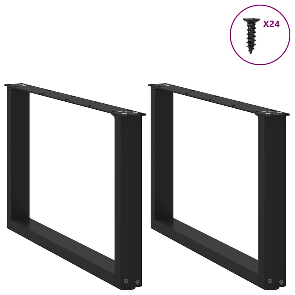 Gambe per Tavolino da Caffè a Forma di U 2 pz Nere 60x(42-43)cm