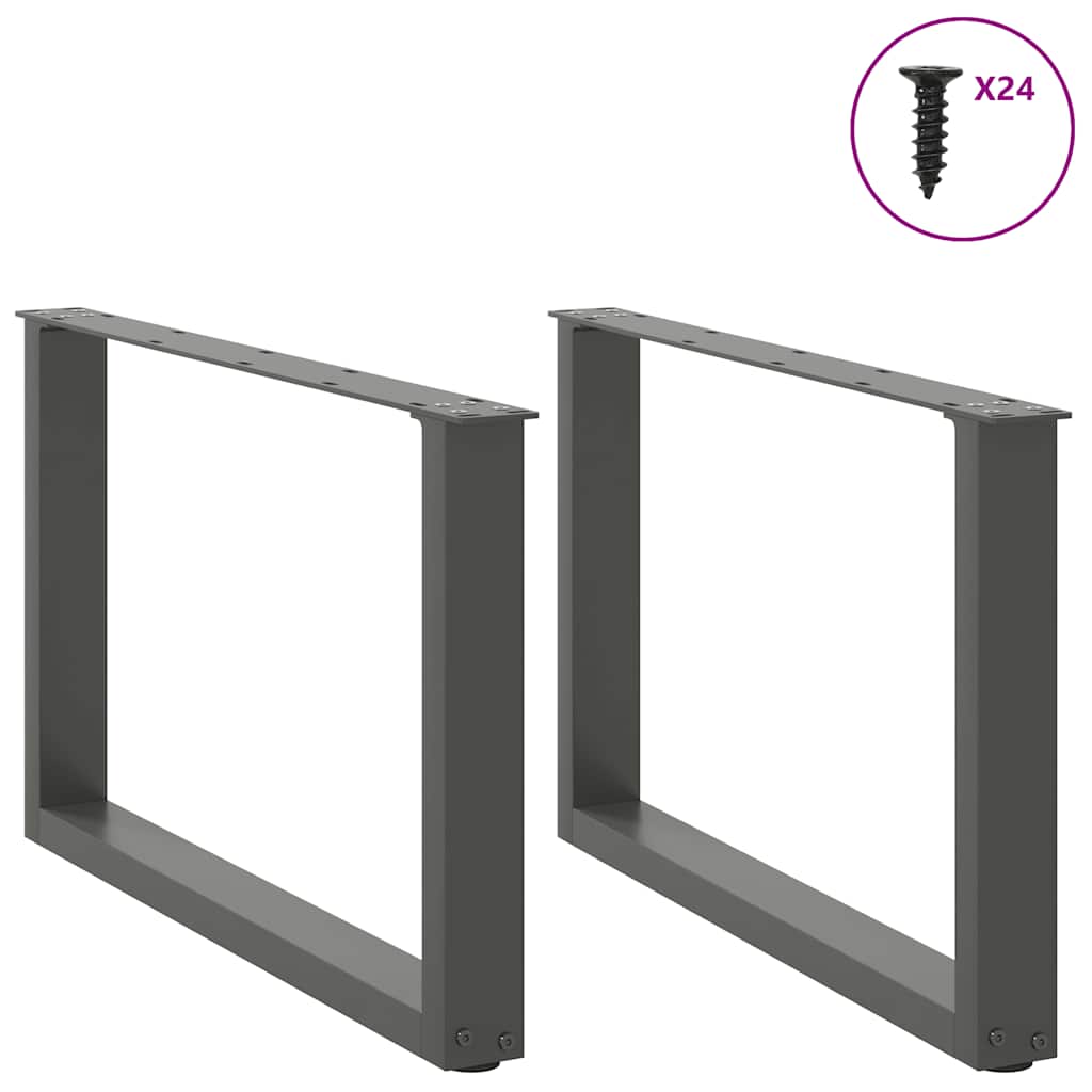 Gambe per Tavolino da Caffè forma U 2 pz Antracite 60x(42-43)cm