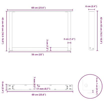Gambe Tavolino Caffè a U 2 pz 60x(42-43) cm Acciaio - homemem39