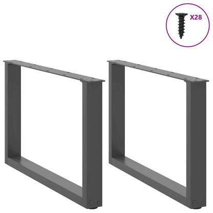 Gambe per Tavolino da Caffè forma U 2 pz Antracite 70x(42-43)cm