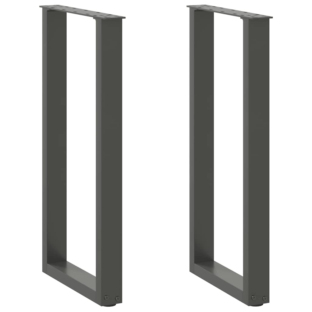 Gambe per tavolo consolle forma U 2 pz Antracite 38x(72-73) cm
