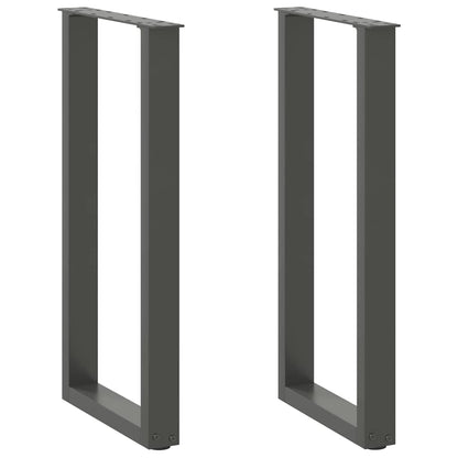 Gambe per tavolo consolle forma U 2 pz Antracite 38x(72-73) cm