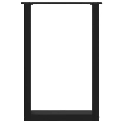 Gambe Tavolo Pranzo a Forma U 2 pz Nero 50x(72-73) cm Acciaio - homemem39