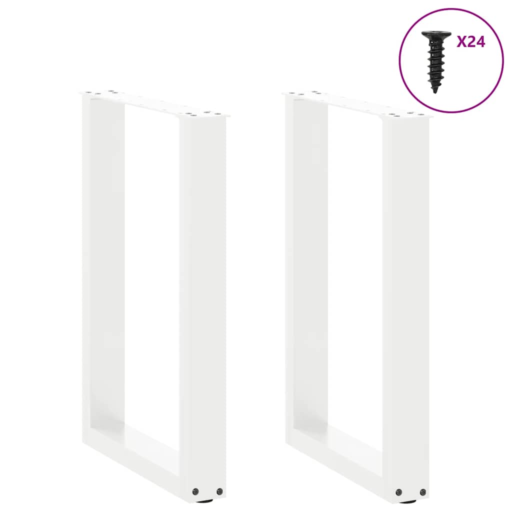 Gambe per tavolo da pranzo forma U 2 pz bianche 50x(72-73) cm