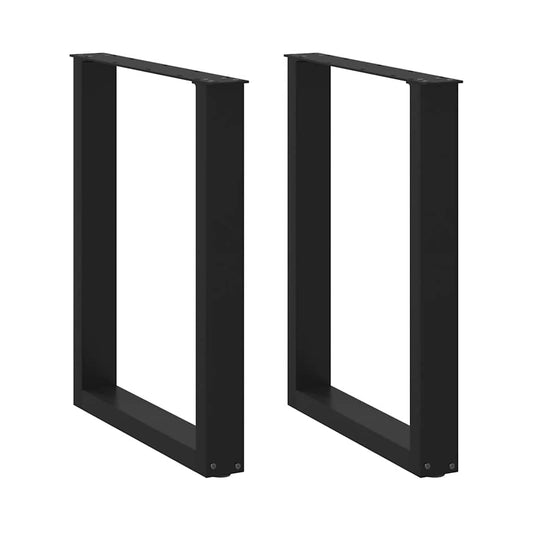 Gambe Tavolo Pranzo a Forma U 2 pz Nero 60x(72-73) cm Acciaio - homemem39