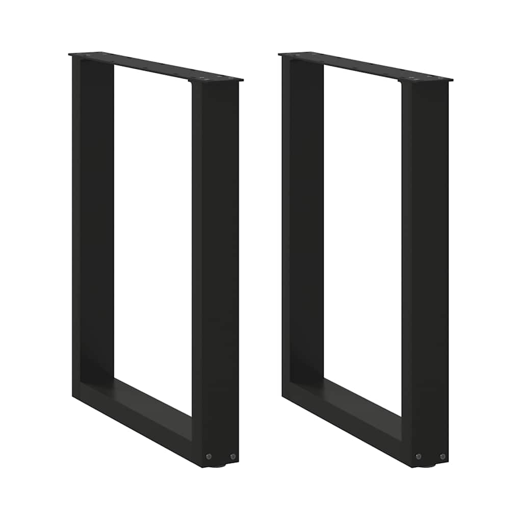 Gambe Tavolo Pranzo a Forma U 2 pz Nero 70x(72-73) cm Acciaio - homemem39