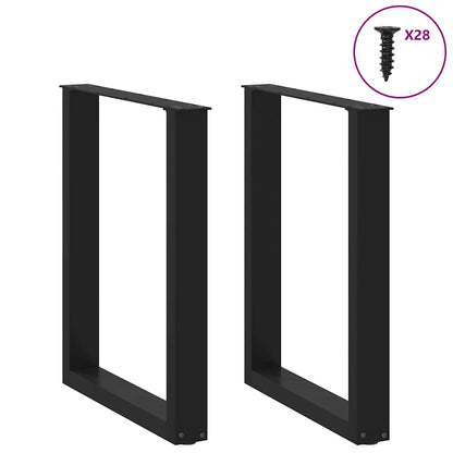 Gambe per tavolo da pranzo a forma di U 2 pz nere 70x(72-73) cm