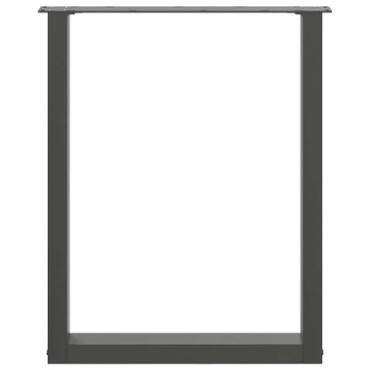 Gambe Tavolo Pranzo a U 2 pz Antracite 70x(72-73) cm Acciaio