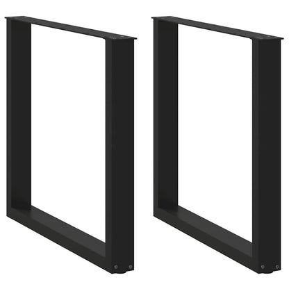 Gambe Tavolo Pranzo a Forma U 2 pz Nero 80x(72-73) cm Acciaio - homemem39