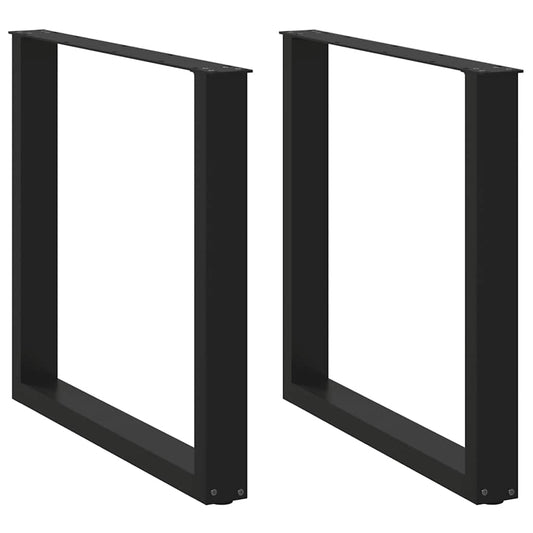 Gambe Tavolo Pranzo a Forma U 2 pz Nero 80x(72-73) cm Acciaio - homemem39