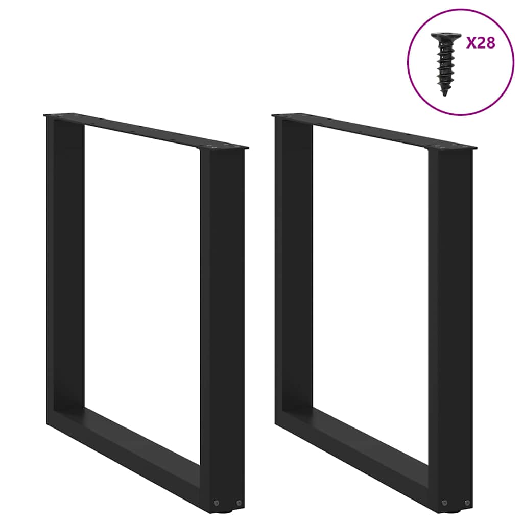 Gambe Tavolo Pranzo a Forma U 2 pz Nero 80x(72-73) cm Acciaio - homemem39