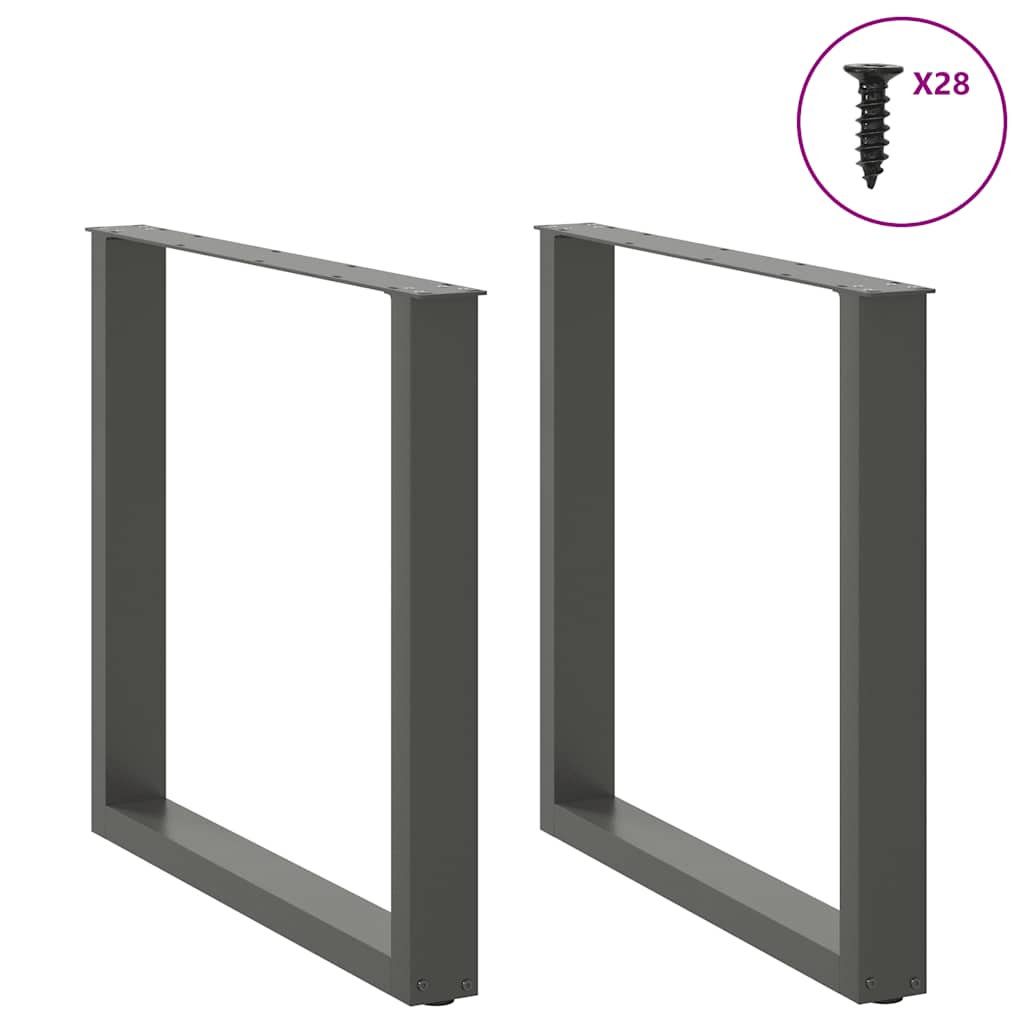 Gambe per tavolo da pranzo forma U 2 pz Antracite 80x(72-73) cm