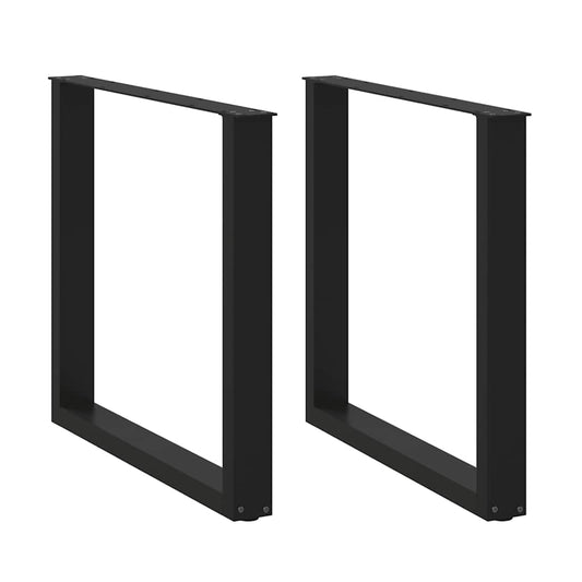 Gambe Tavolo Pranzo a U 2 pz Nero 90x(72-73) cm Acciaio - homemem39
